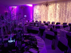 purple venue uplighting