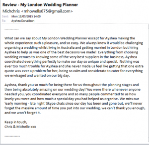Michelle & Chris Thank You Email